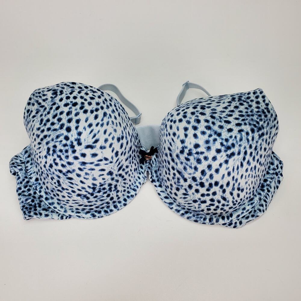 Victoria's Secret Body By Victoria Lined Perfect Coverage Bra 34D Blue Leopard